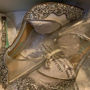 Betsy Johnson Size 9.5 Silver Rhinestone